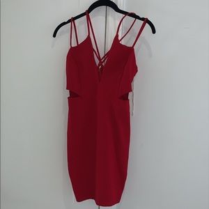 Criss cross dress with side cut outs